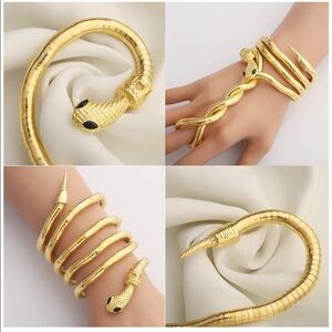 Flexible Bendable Snake Necklace Wrap Bangle new 18k Gold Plated new
